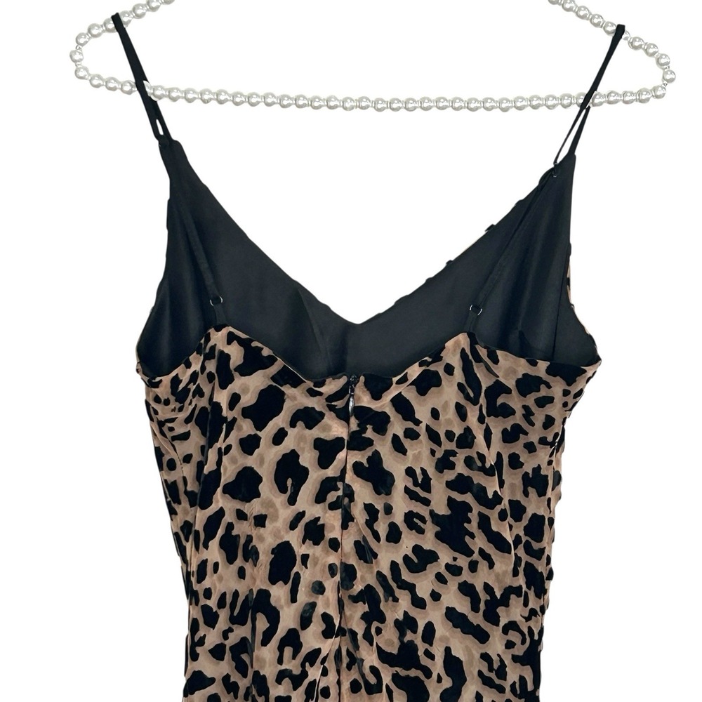Y2k Velvet Burnout Leopard Slip Dress S Fairy Mini HOCO Homecoming Going Out - Picture 6 of 7